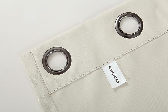MIUCO Room Darkening Textured Grommet Thermal Insulated Blackout Curtains for Bedroom Set of 2 52x95 Inch Beige