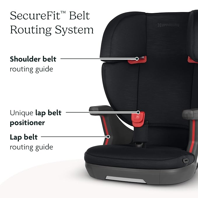 UPPAbaby Alta V2 High Back Booster Seat/Seven-Position, Active Support Headrest for Growing Children/SecureFit Integrated Belt Guide + Positioner/Cup Holder Included/Jake (Black Mélange)