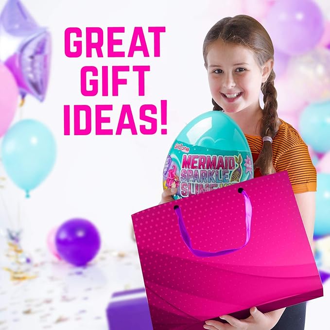 GirlZone Giant Mermaid Sparkle Egg Slime Kit - Large Multicolor Set - Glow-in-The-Dark & Glitter Add-Ins with Built-in Egg Mixing Bowl, Foam Balls & Mermaid Charms - Slime Kit for Girls Ages 8-12