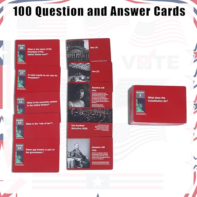US Citizenship Test Study Guide 2025,US Citizenship Flash Cards 2025 for The United States Citizen Exam,100 Uscis Questions Answers Flashcards,Tarjetas para La Ciudadania De Las 100 Preguntas