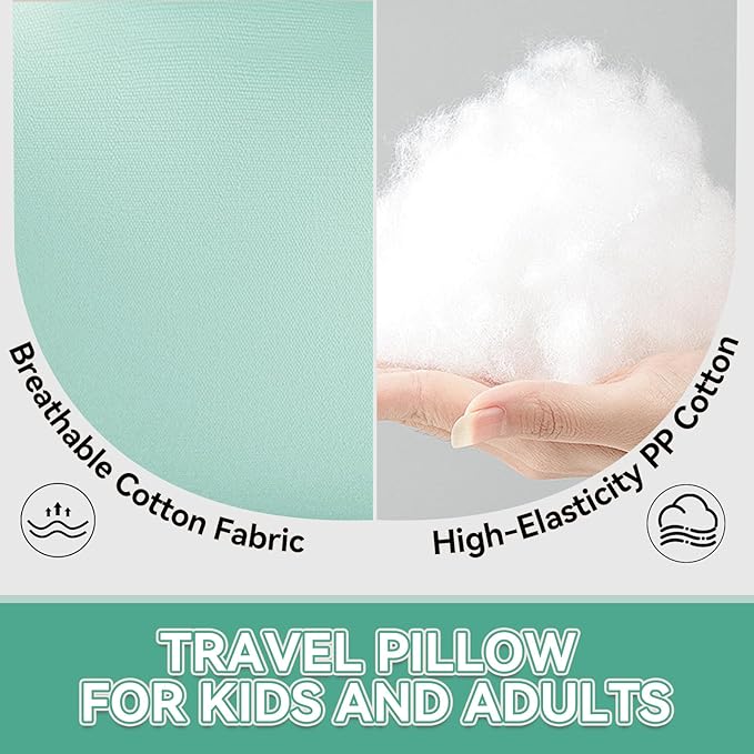 Travel Pillow,Car Pillow Kids Travel Pillow Car seat Pillow U Shaped Pillow for Travel Skin-Friendly Material The Sleeping Aid for Adults and Kids on Road Trips (Green)