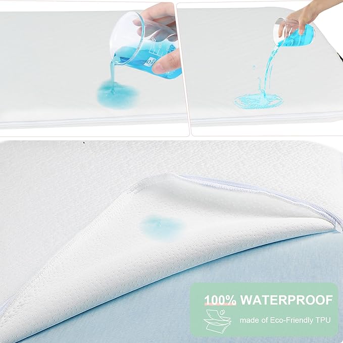 ANGELBLISS Bassinet Mattress Topper, Gel Memory Foam Mattress with Removable Cover Fit for Cradle and Moses Basket (32" x 16"), Waterproof Breathable Soft Bassinet Mattress