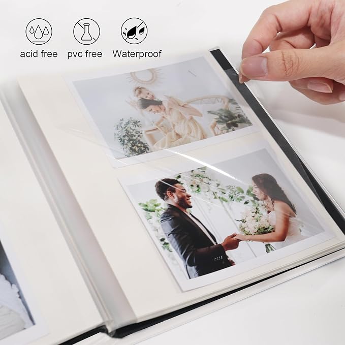 RECUTMS Photo Album Self Adhesive Magnetic Scrapbook 4x6 5x7 8x10 Pictures Scrapbook Album, 40 Pages Photo Book for DIY Baby Family Wedding with Metal Pen and Plastic Board (White)