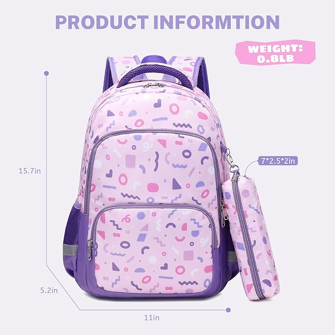 mygreen 3PCS Kids Backpack Set - Waterproof Bookbag with Lunch Box for Girls Ages 3-12, Adorable Cartoon Prints for School & Outdoor Use Green Mermaid