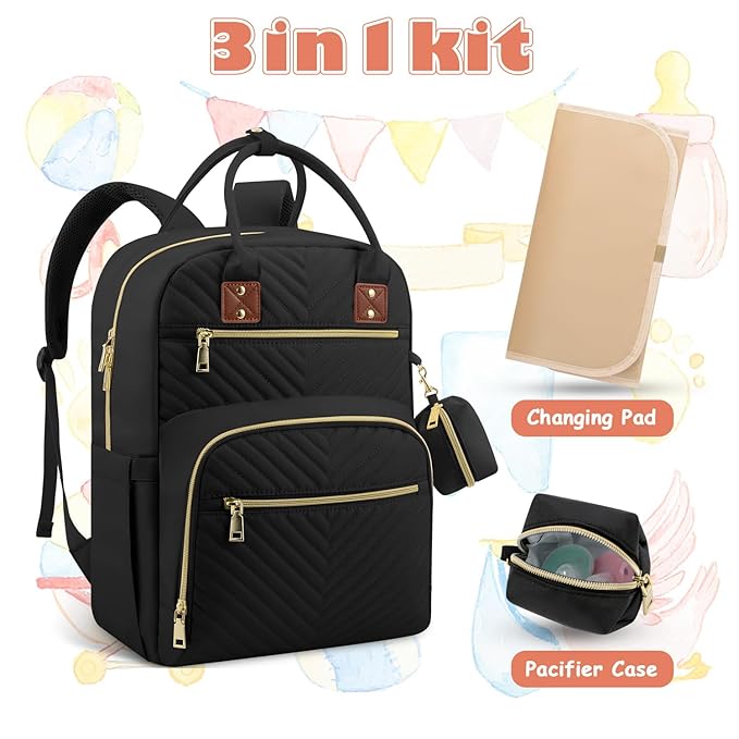 Baby Diaper Bag Backpack, Travel Diaper Bags for Baby Girl Boy Large Capacity Baby Bag Backpack for Women Black