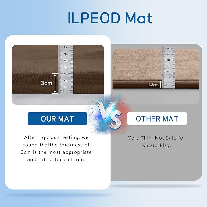 Baby Play Mat for Floor Tummy Time Mat Nursery Rug Muscle Mat Area Rug Playroom Rug Tatami Mat 9'2"x6'7" Memory Foam 1.3" Thick Crawling Mat for Babies,Toddlers, Infants, Kids,Floor Mat,Coffee