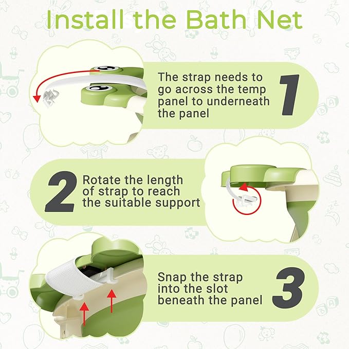 Baby Bathtub, Collapsible Newborn Bathtub for Infant to Toddler 0-24 Months with Soft Cushion and Thermometer,Portable Travel Newborn Tub with No-Slip Feet, Baby Shower Gifts,Green