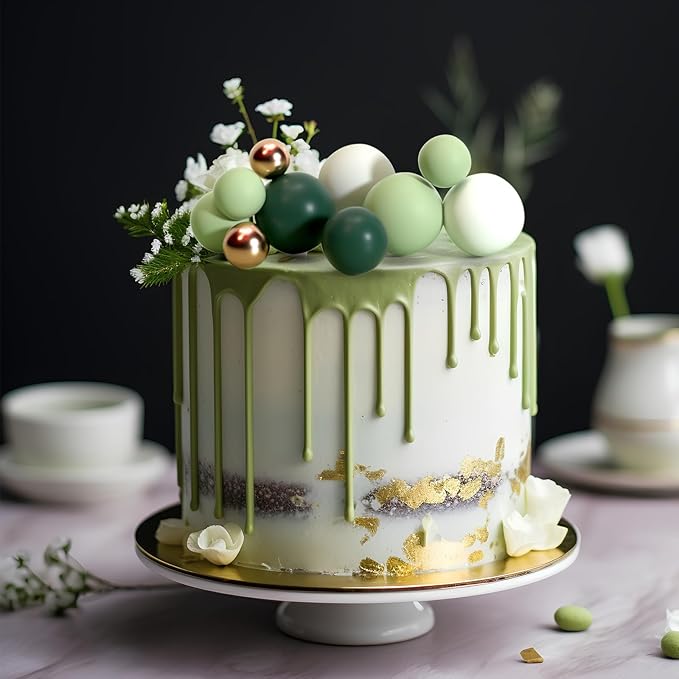 75 Pcs Cake Balls Topper Decorations Foam Cupcake Topper Mini Balloon Cake Topper Balls Cake Picks for Cake Deco Birthday Party Wedding（Green,Gold, White）