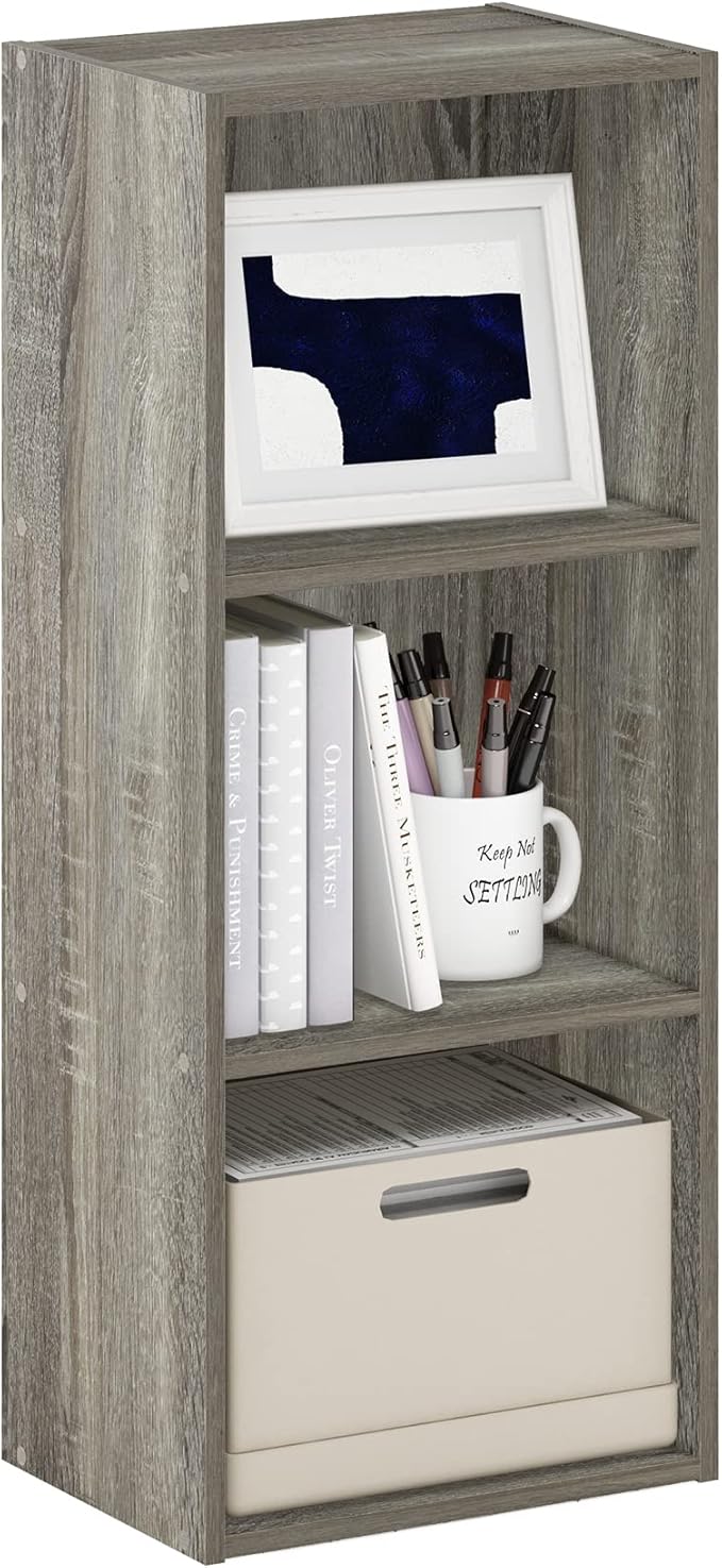 Furinno Luder Bookcase / Book / Storage , 3-Tier, Frenck Oak