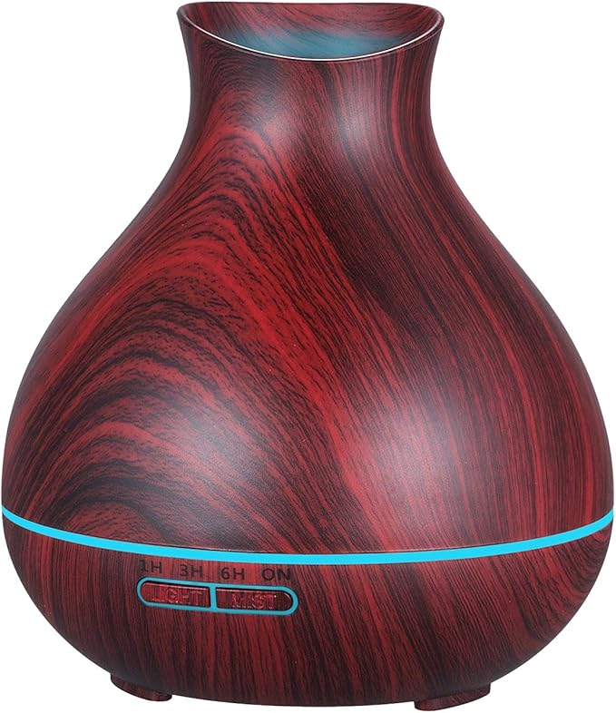 BZseed Aromatherapy Essential Oil Diffuser 550ml 12 Hours Wood Grain Aroma Diffuser with Timer Cool Mist Humidifier for Large Room, Home, Baby Bedroom, Waterless Auto Shut-off,7 Colors Lights Changing