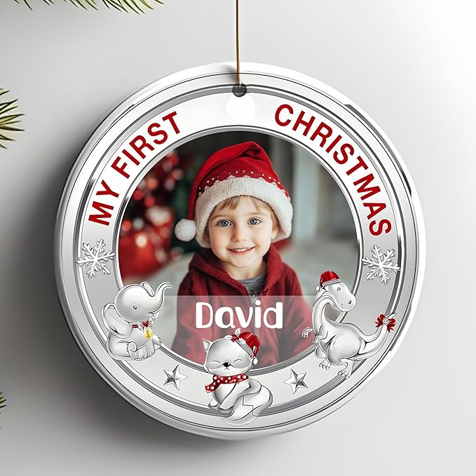 Personalized Baby First Christmas Photo Christmas Ornament 2025 - Custom Newborn Keepsake - Sweet Gift for New Parents Mom Dad - Gift for Parents - Sweet Baby Holiday Memory Decoration