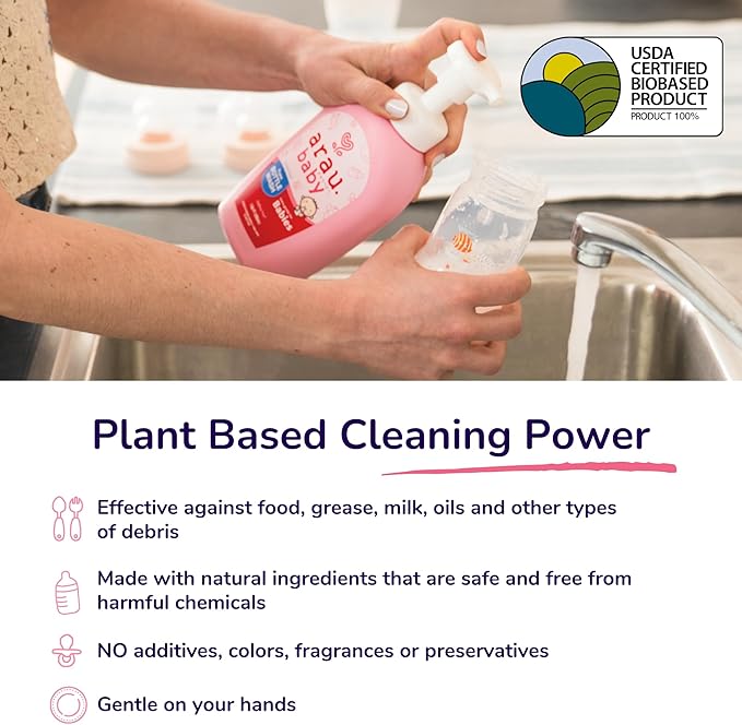 Unscented Foam Bottle Wash, Natural Plant Based Baby Bottle & Dish Soap, No Artificial Fragrance or Additives, Gentle for Washing Bottles, Pacifiers and Toys, Easy Rinse, 15.21 Fl Oz
