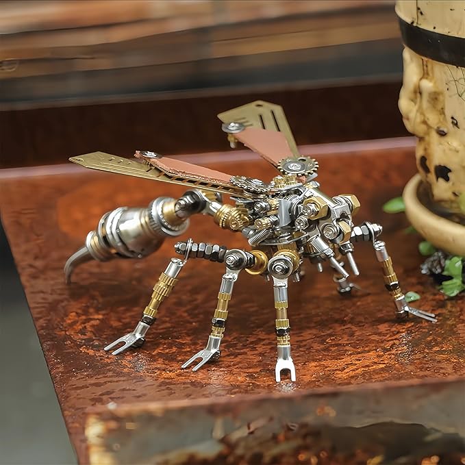 3D Metal wasp Puzzle, Punk Insect Metal Model, 3D Puzzle Mechanical wasp Building Blocks, Fun DIY Assembly, high-end Men's Gifts.