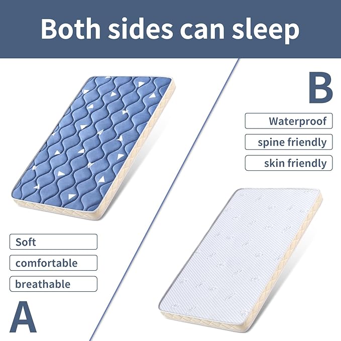 Baby Bassinet Mattress 30x 15 inches- Firm Support and Comfort Premium Foam,Noiseless and Odorless,Hypoallergenic Small Crib Mattress, Fits Moses Basket, Dual Sided with Soft Breathable Fabric