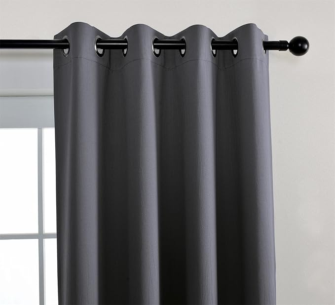 MIUCO Blackout Curtains Room Darkening Thermal Insulated Textured Grommet Curtains for Bedroom 2 Panels 52x95 Inch Dark Grey