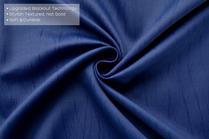 MIUCO Blackout Curtains Room Darkening Textured Grommet Window Curtains 2 Panels for Office 52x95 Inch Long Navy Blue