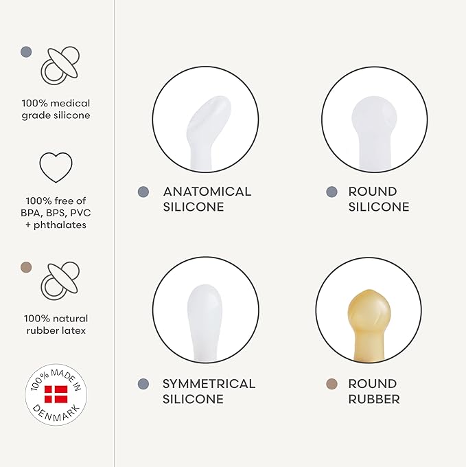 FRIGG Natural Rubber Baby Pacifier 6-Pack Earthy Wonder | Made in Denmark | BPA-Free (6-18 Months)