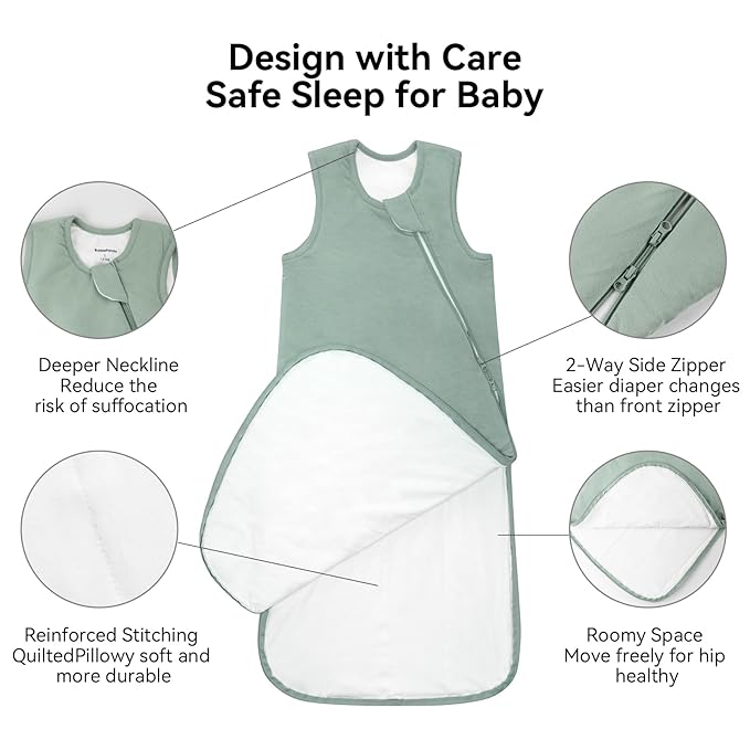 Rayon Made from Bamboo Sleep Sack 0-6 Months 1.0 Tog Ultra Soft Baby Wearable Blanket 0-3 Months Sleeping Sack 3-6 Months for Infant Newborn Babies Unisex Girl Boy 2-Way Zipper Breathable Lightweight