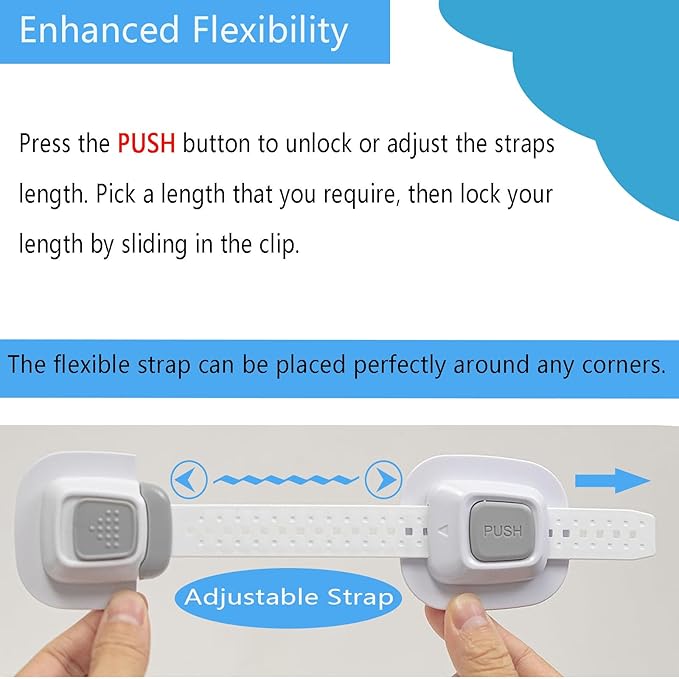 YEYA No Drill Anti tip Furniture Adjustable Straps Wall Anchors for Baby proofing with 3M Adhesive (Upgraded 2P)