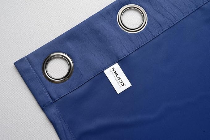 MIUCO Blackout Curtains Room Darkening Curtains Textured Grommet Curtains 2 Panels for Living Room 52x84 Inch Navy Blue