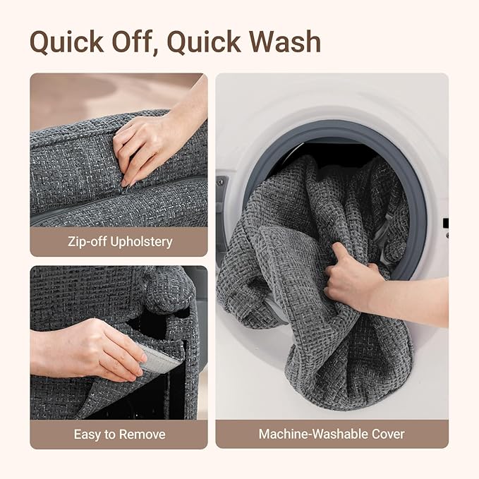 Nursery Swivel Glider Recliner Chair with Adjustable Armrests & Headrest, Rocking Chair Nursery with Removable Cover for Breastfeeding, FSC & Oeko-TEX Certified, Black