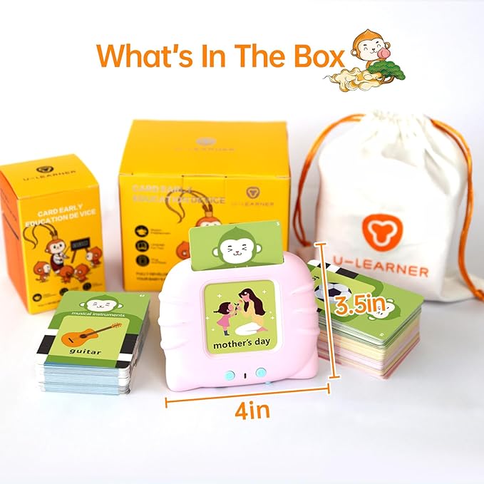 Toddler Gifts Talking Flash Cards for 1 2 3 4 5 Year Old Boys and Girls, Autism Sensory Toys for Autistic Children, Learning Educational Montessori Speech Therapy, 296 Pro Words Pink