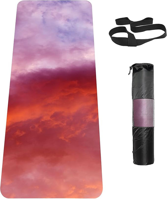 Non Slip Yoga Mat TPE Workout Mat for Men Women, Thick Workout Mat with Carrying Strap, Fitness Mats for Exercise, Yoga, Fitness, Pilates, Floor Workouts (72" x 24" x 6mm)