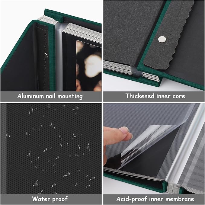 Zesthouse Photo Album Self Adhesive Pages, 60 Pages Magnetic Scrapbook Albums with Sticky Page,Photos Album Holds 8x10 & 5X7 & 4x6 & 6x8 & 3x5, Large Picture Book Ideal for Family,Wedding,Baby