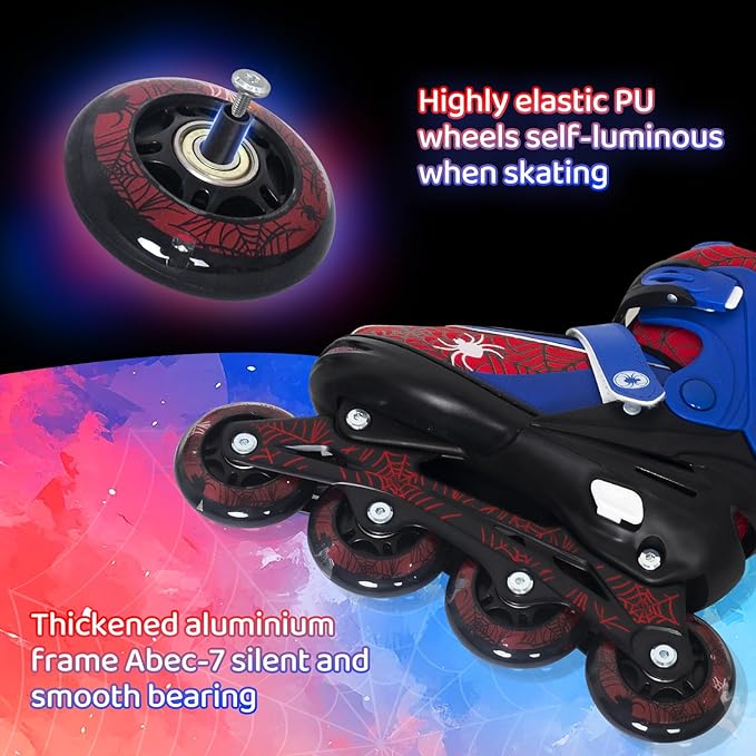 Nattork Kids Adjustable Inline Skates with PU Flash Wheels, Fun Roller Skates for Ages 4-12, Indoor/Outdoor Birthday Gift for Son and Grandson