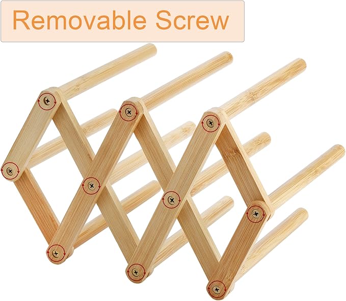 Yesland 2 Pack Wooden Bottle Drying Rack - Retractable Bamboo Dish Drying Rack Plastic Bag Drying Stander Holder for Water Bottles, Dish, Plate, Cup, Book, Pot Lid, Cutting Board, Reusable Baggies