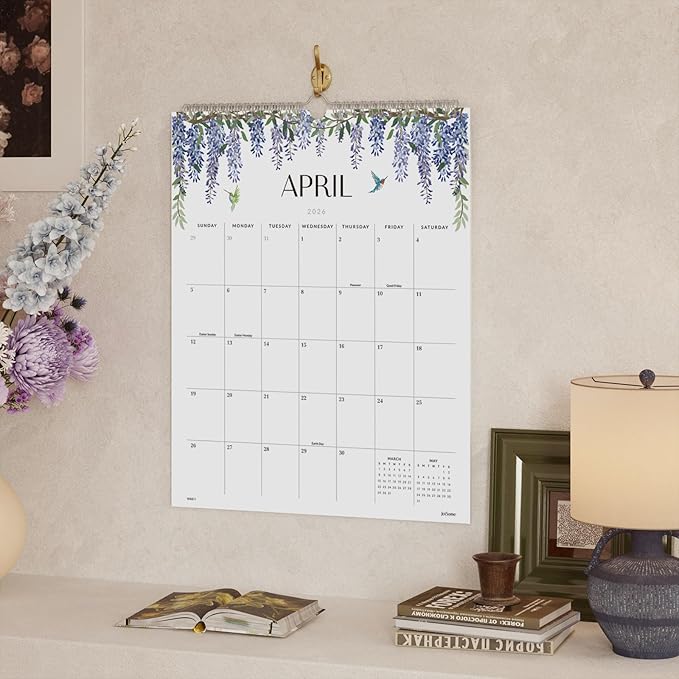 Jotsome Wall Calendar 2025-2026, Academic Monthly Wall Calendar From July 2025 to December 2026 11.2x14.2 inch Wall Decoration for Home and Office, Easy Planning (Florals, 11.2" x 14.2")