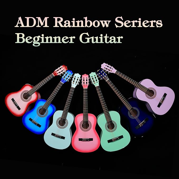 ADM Beginner Acoustic Classical Guitar 30 Inch Nylon Strings Wooden Guitar Bundle Kit for Kid Boy Girl Student Youth Guitarra Online Lessons with Gig Bag, Strap, Tuner, Extra String, Pick,Natural