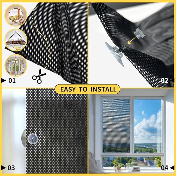 SCHRLING No Drill Cordless Light Filtering Window Shade, Transparent Temporary Shade for Filtering Glare, 39" W x 63" L with Suckers, for Living Room, Bedroom