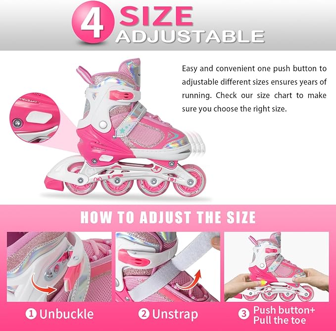 Nattork Blade Roller Skates for Boys with Light Up Wheel, Outdoor & Indoor Illuminating Black Inline Skates for Boys Little Kids Toddler Ages 5-8 4 5 6, Beginners