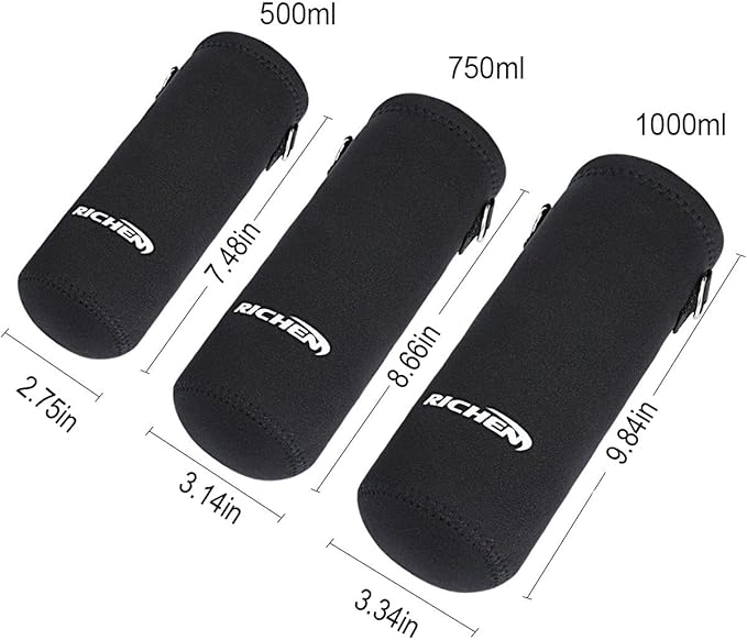 RICHEN Neoprene Water Bottle Carrier Bag with Adjustable Shoulder Strap,Insulated Water Bottle Cover for Stainless Steel/Glass/Plastic Bottles