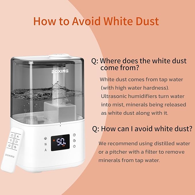 BOXING Warm and Cool Mist Humidifiers for Bedroom Large Room Home, Air Humidifier with Remote, Top Fill Ultrasonic Diffuser Humidifier with humidistat,Quiet Sleep Bedside Nightstand,Timer,Filter,4.5L