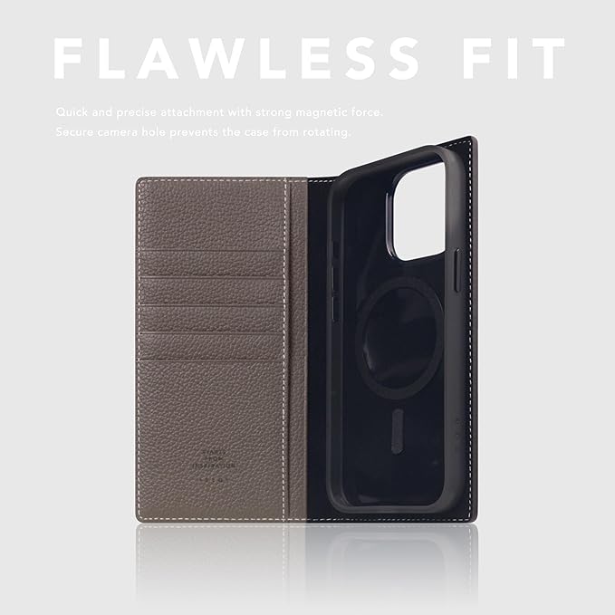 D8 Full Grain Leather Wallet Case for iPhone 15 Pro Max - [2-in-1] Handcrafted Detachable Diary Style with Magnetic MagSafe Back Cover, Gift Box Included (Etoffe Cream)