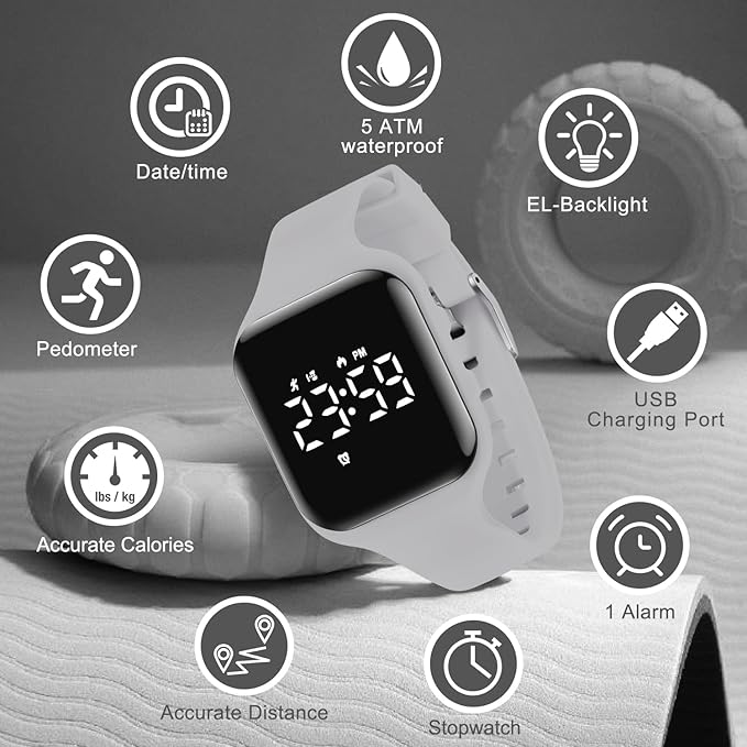 Kids Watches for Girls Boys Digital Sport Watch with Step Counter Pedometer Vibration Alarm Clock, No App Waterproof Fitness Tracker Kids Watch Boys Girls Teens Students Ages 5-16