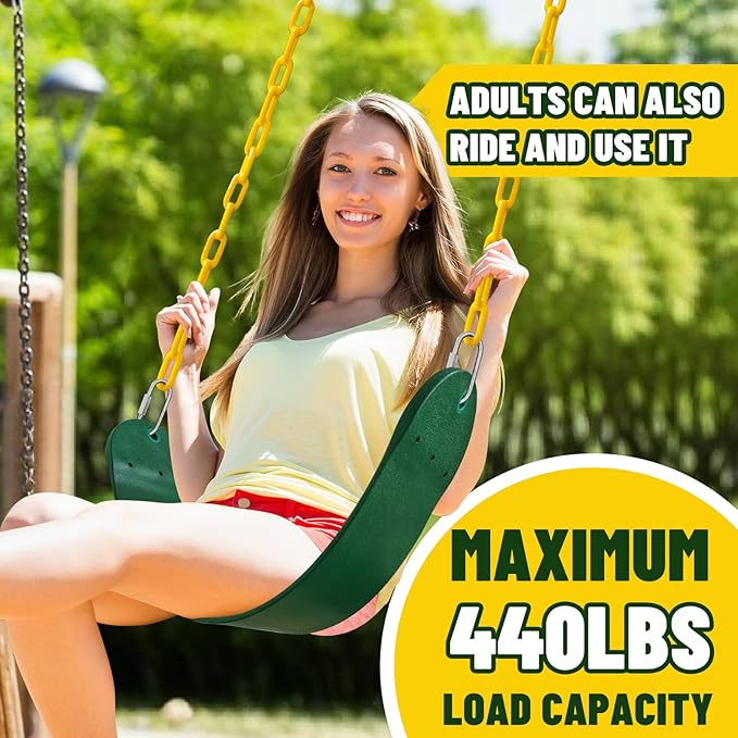 Swings Set - 2-Pack Suitable for Kids and Adults, Comes with Hooks & Chains, Perfect for Backyard