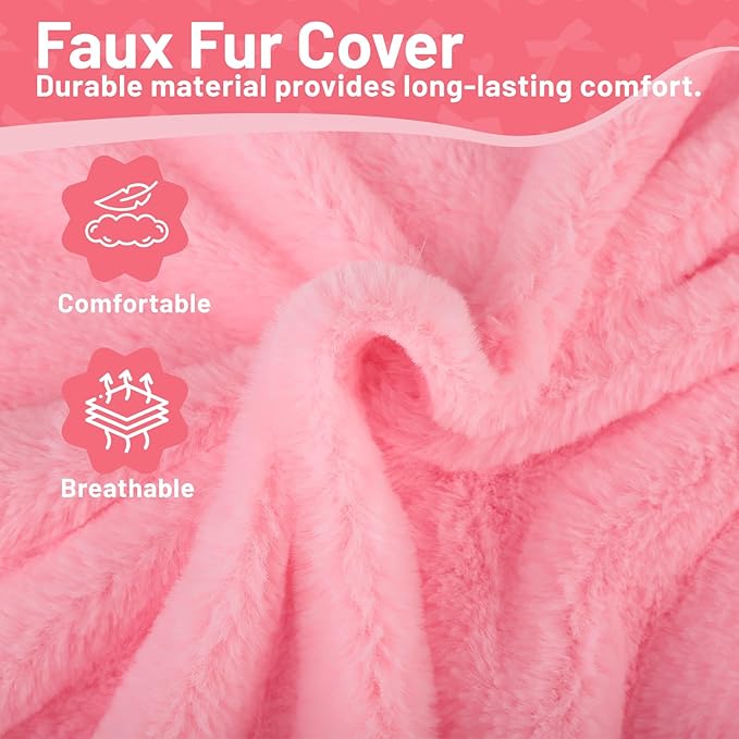 COMAX 3-in-1 Bean Bag Chair for Kids, Toddler Beanbag Bed, Convertible Child Floor Lounger, Floor Mattress with Filler for Girl Boy Sleeping Reading, Pink