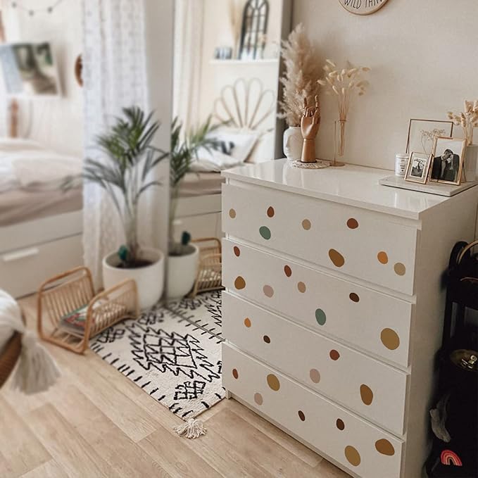 Boho Polka Dot Wall Decals 84 PCS, Boho Wall Sticker for Girls Room Living and Playroom Nursery, Removable Wall Decals Kids Room Decor Vinyl Murals DIY Cute Decorations (12 Sheets)