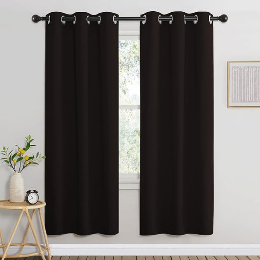 NICETOWN Room Darkening Curtains for Nursery, Grommet Thermal Insulated Light Blocking Window Treatments Sound Reducing for Bedroom, W37 x L72, 2 Panels, Toffee Brown