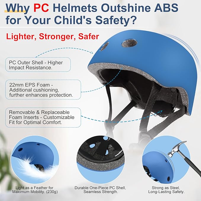 Vvinca Kids Toddlers Bike Helmet Adjustable for Ages 3-5-8 Years, Knee Pads and Elbow Pads Set Wrist Guard Sports Protective Gear Set for Roller Skate Bicycle Skateboard Scooter Girl Boy Birthday Gift