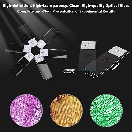 120 Microscope Slides with Specimens,Prepared Microscope Slides for Kids,Glass Slides for Microscope,Prepared Slides for Kids Microscope,Microscope Slide Preparation Kit for Biology Science Classes