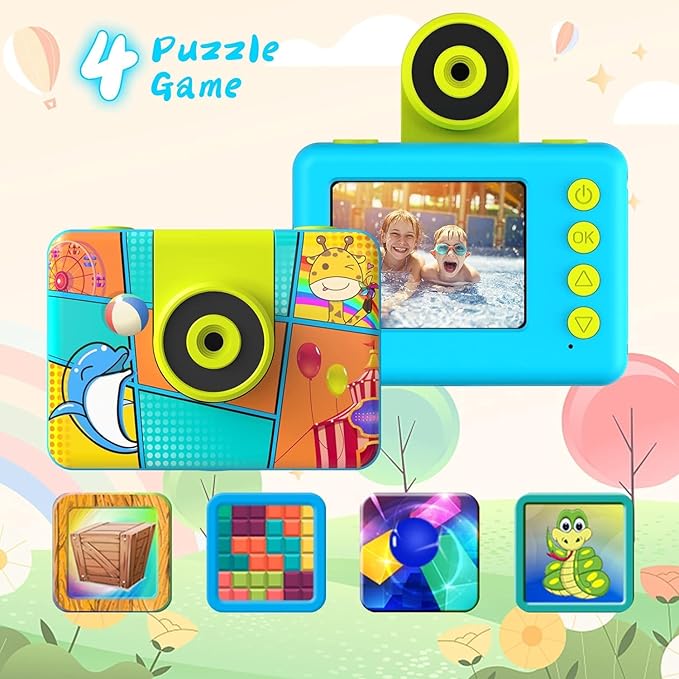 Kids Digital Camera Waterproof,CHAKEYAKE 1080P Video Kids Underwater Selfie Camera,Children Sports Camera for Birthday Gifts Toys for Boys Age 3-12