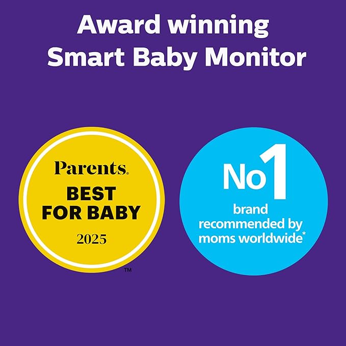 Philips Avent Premium Connected Baby Monitor, with 1080p Camera and App, SenseIQ Sleep and Breathing Rate Tracking, Cry Detection and Translation, Day and Night View, Two-way True Talk Back, SCD973/37