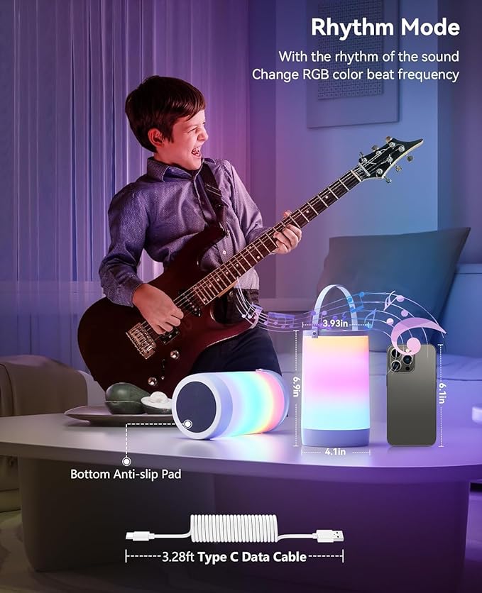 Night Light for Kids, Portable USB Night Lamp with 2200 mAh Battery, Bright Color Changing Light for Nightstand, Small Touch Bedroom Table Lamp for Girls, Boys, Toddler