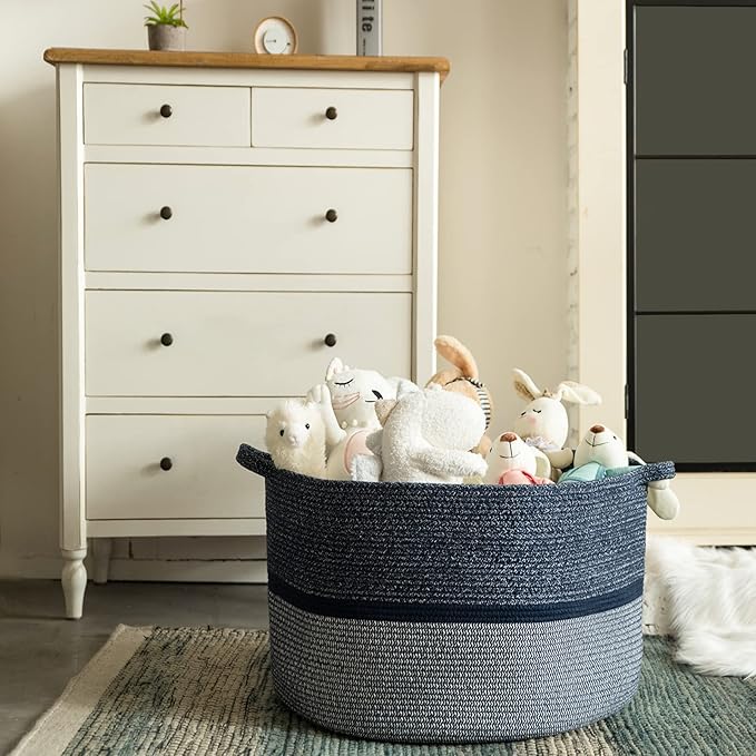 Extra Large Storage Basket - Soft Woven Organizer, 22" x 14"