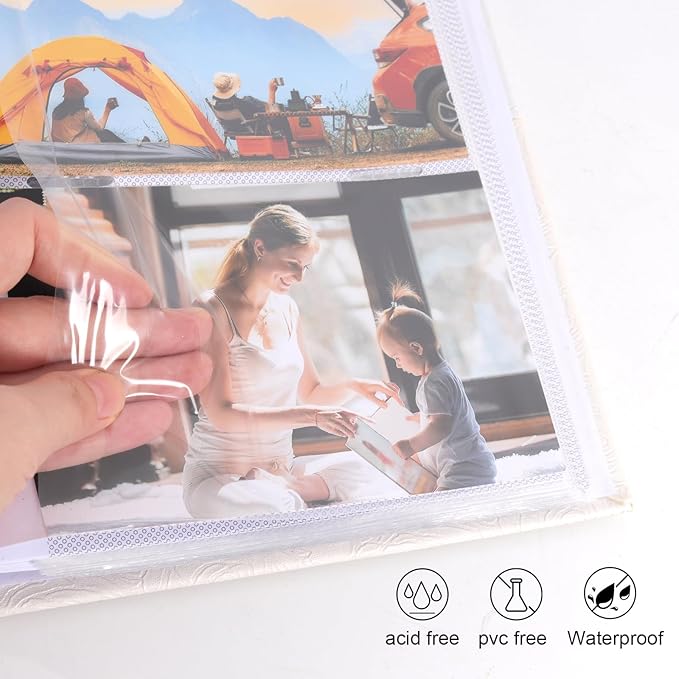 RECUTMS Photo Album 4x6 200 Photos with Writing Space Photo Book,Leather Cover Picture Album with Memo Areas for Wedding Anniversary Family Baby Couple Valentines Graduation Travel (White)