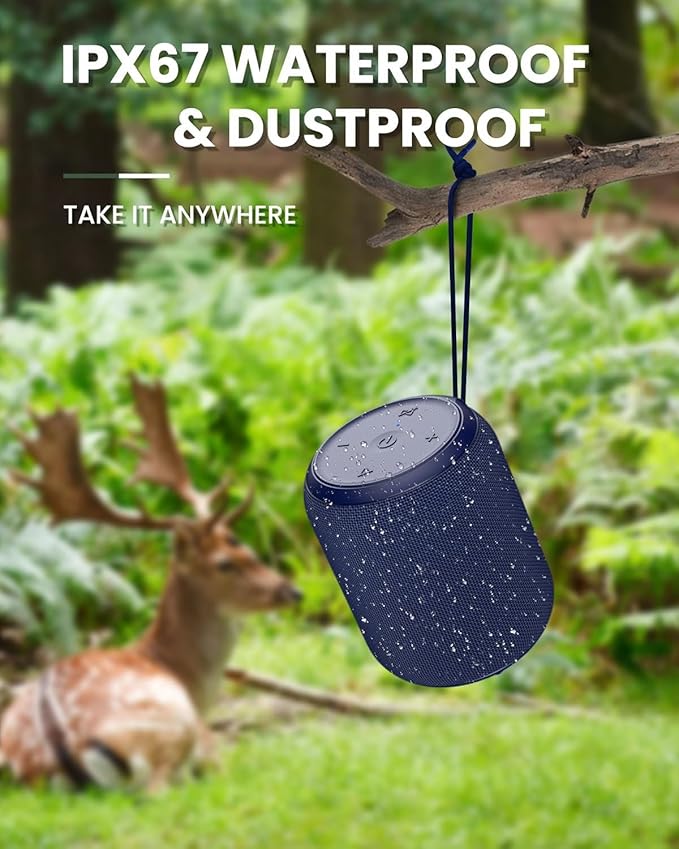 NOTABRICK Bluetooth Speakers Blue,Portable Wireless Speaker with 15W Stereo Sound, IPX6 Waterproof Shower Speaker, Dual Pairs, Portable Speaker for Party Beach Camping